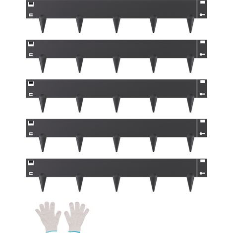 VEVOR Borde de Acero Galvanizado para Paisajismo, 990 x 181 x 1,5 mm, 5 Piezas de Borde de Metal Resistente a la Oxidación con Dientes Afilados, Divisor de Camino para Parterres de Flores, Negro