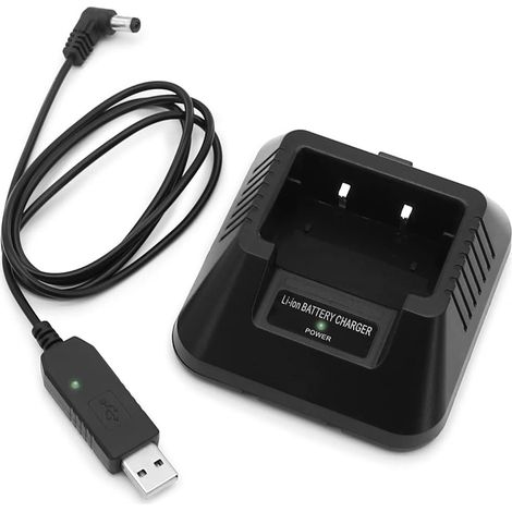 Passende Tischladestation als Ersatz für Baofeng Funkgeräte BF-F8HP, UV-5R, 5RA, 5RB, 5RC, 5RD, 5RE, 5RG, DM-5R, TYT und TH-F8 mit Li-Ionen-Akku und USB-Adapter