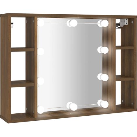 Armoire à miroir avec LED Chêne marron 76x15x55 cm (1/5)