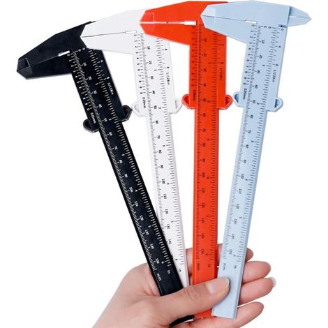 4 pièces Pied à Coulisse, Plastique 150mm/6" Plastique Pied à Coulisse, outil de mesure de pied à coulisse, pour menuiserie, étudiant, mesure de bijoux, etc. (1/5)