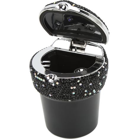 Diamant-Autoaschenbecher mit LED-Anzeige, universeller multifunktionaler rauchfreier Behälter, Schwarz (1/5)