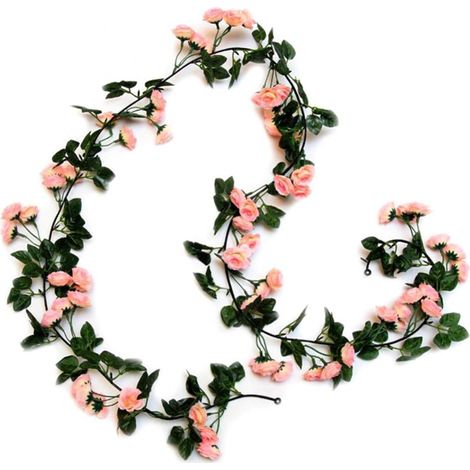 Guirlande De Roses Artificielles - 1,8 M - 69 Fleurs En Soie - Pour Décoration Intérieure Et Extérieure - Lot De 1 (1/5)