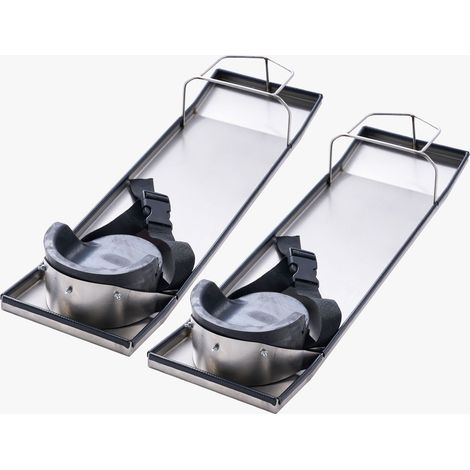 Edelstahl-Knieschoner für Betonarbeiten, 28 x 8 cm, 2 Paar, mit Brettern und Gurten für Zementoberflächen (1/5)