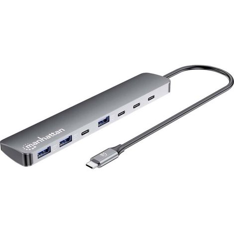 [NEUWERTIG] B-Ware Manhattan USB-Hub Verteiler Dockingstation 7-Port 4 x USB-C 3 x USB-A Space Grau (1/2)