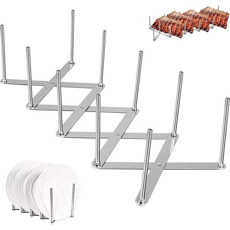 Deux jeux de supports à couvercles en acier inoxydable avec bacs de rangement réglables pour casseroles, poêles et couvercles. (1/5)