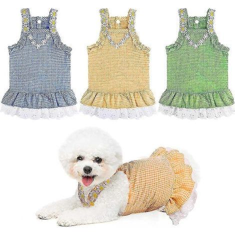 Robes pour chiennes, vêtements pour animaux de compagnie, jupe princesse à carreaux, printemps-été (1/5)