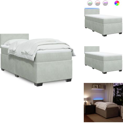 Boxspringbett mit Matratze Hellgrau 90x200 cm Samt - Boxspringbett - Boxspringbetten - Bett - Bett Mit Stauraum (1/5)