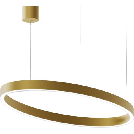 Lampada a Sospensione CRISEIDE S/1P OVAL - 30W+30W LED 3000K Dimmerabile in Oro Spazzolato, Struttura in Alluminio, Diffusore in Silicone - Gealuce (1/3)