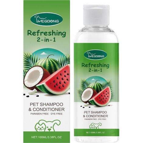 Shampoing et après-shampoing 2 en 1 pour chiens et chats - Parfumé et nettoyant - 100 ml (1/5)