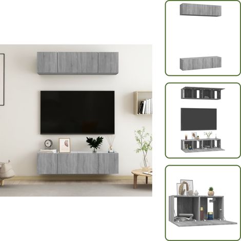Stauraum - vidaXL TV-Wandschränke 4 Stk. Grau Sonoma 60x30x30 cm Holzwerkstoff - TV-Schrank