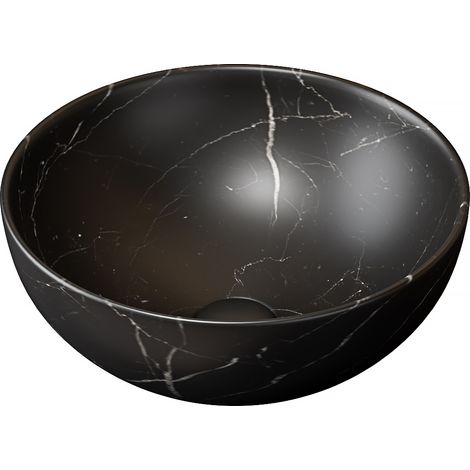 Vasque de 36 cm à texture pierre, sans meuble, sans robinet, noire