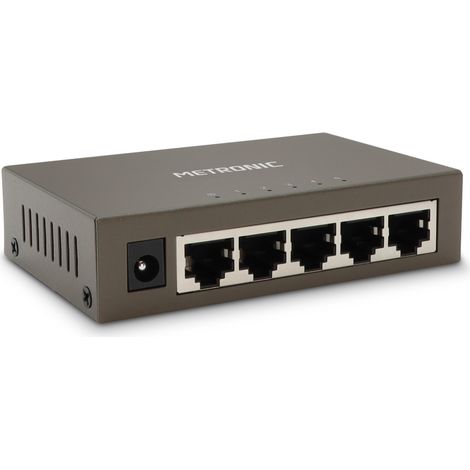 Switch RJ45 5 ports Gigabit Ethernet 495580 – Boîtier en métal blindé – Détection automatique de vitesse – Compatible Windows et Mac – Metronic (1/6)
