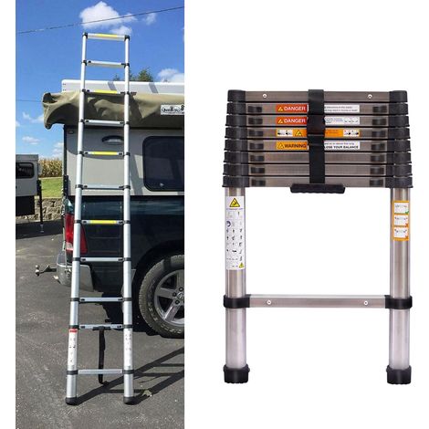 Échelle télescopique aluminium 3,2 m – 11 marches – Antidérapante avec embouts – Charge maximale 150 kg – Design compact pour rangement facile (1/5)