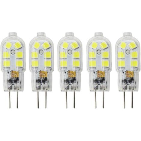 RHG Lot de 5 G4 LED Ampoule,20W Ampoules Halogènes Équivalentes,Ampoule LED G4 2W Économie Pour Les Ampoules de Hotte,AC/DC 12V 180LM 3000K Couleur Transparente (1/5)