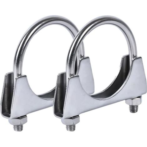 2 Pieces Exhaust Clamps, Stainless Steel U-Bolt Clamps, Exhaust Pipe Clips, for Carburetor Pipe (1/5)