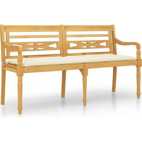 Maison Exclusive - Panchina Batavia con Cuscino Crema 150 cm Legno Massello Teak (1/5)