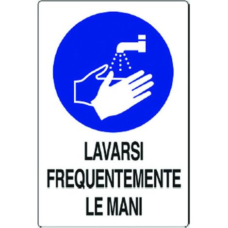 Cartello lavarsi frequentemente le m - cm.20x30h. in plastica - 10 pz