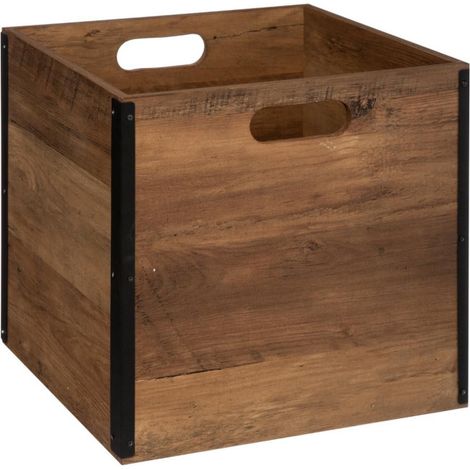 5Five Simply Smart – Boîte de rangement carrée 31x31x31cm en MDF marron – Poids 2,82kg – Compatible Mix n'Modul – Facile d'entretien