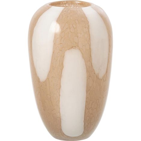 Vase Déco en Verre "Digo" 27cm Beige & Blanc (1/2)