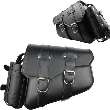 Sacoche latérale de moto modifiée, sacoche latérale rétro avec poche pour bouteille d'eau et trousse à outils