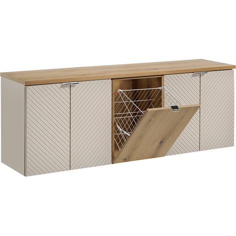 Waschtischunterschrank 160cm Manoa, Kaschmir - Holzoptik