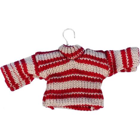 Decorazione natalizia, ciondolo, maglione in tessuto, 13x9 cm, rosso (1/2)