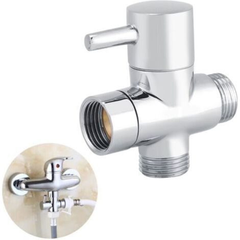 ALLIANDISJeffergarden Inverseur en Forme de T à 3 Voies Vanne d'arrêt Douche Toilette Bidet Pulvérisateur Adaptateur d'eau Couleur Chrome (1/4)