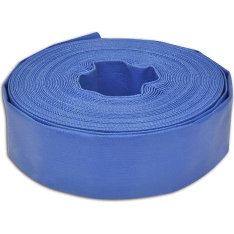 Tuyau d'incendie plat 25 m, diamètre 50 mm (2 pouces), revêtement PVC, pression de service 3 bars, pour pompe à eau et irrigation, bleu (1/5)