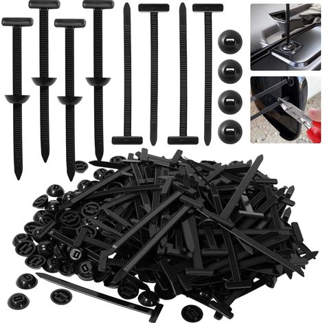 150 Pièces Serre Cable Attache Autobloquante, Attaches Câbles Universelles Autobloquantes Collier de Serrage Plastique avec Rivets en Plastique pour Réparation Automobile et Usage Quotidien (1/5)