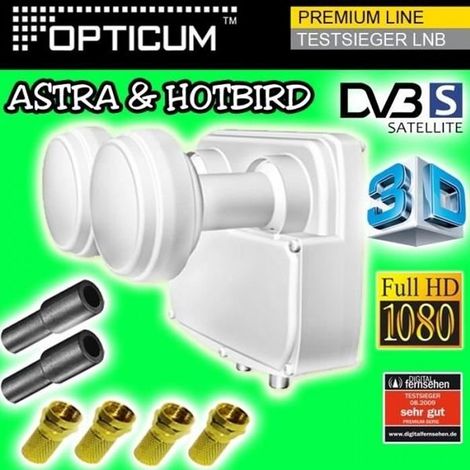OPTICUM LNB Monobloc Twin ASTRA HOTBIRD Double Tête parabole Full HD 4K 0,1dB