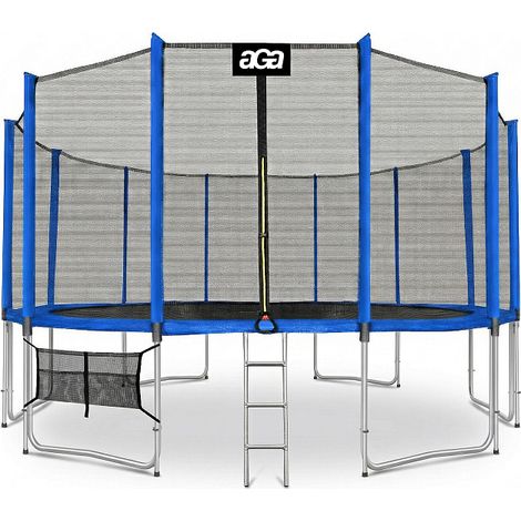 Aga SPORT PROTrampolin,Kindertrampolin,Gartentrampolin mit Sicherheitsnetz 500 cm Blau + Schutznetz + Leiter + Schuhtasche
