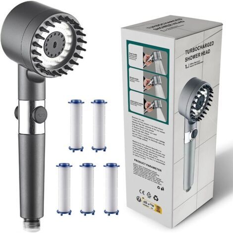 FENOPLASTICAPommeau de douche multifonction haute pression,3 modes,douchette à haute pression,économie d'eau, pommeau de douche augmentant la pression,douche de massage pour adultes,enfants (5 élément (1/4)
