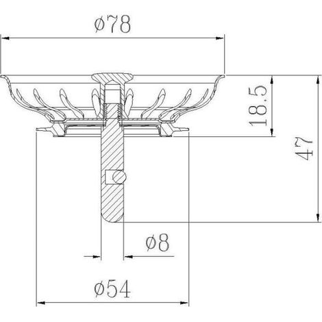 1 Bouchon évier,Acier inoxydable,Filtre 20 trous,Diamètre 78mm,Joint caoutchouc,Cuisine universelle (1/4)