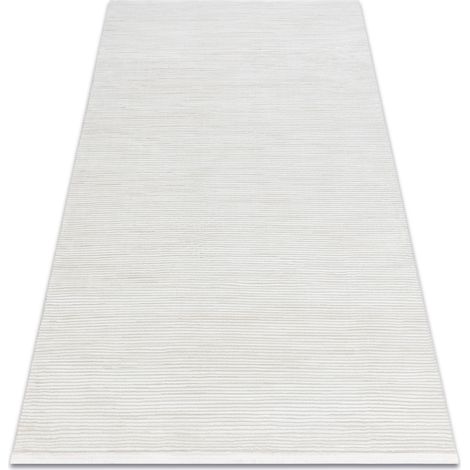 Tappeto moderno DUKE 51376 crema - Strisce strutturata, molto morbida, frange beige 120x170 cm