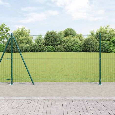 Zaun mit Pfosten Grün 1,2 x 10 m Stahl und PVC