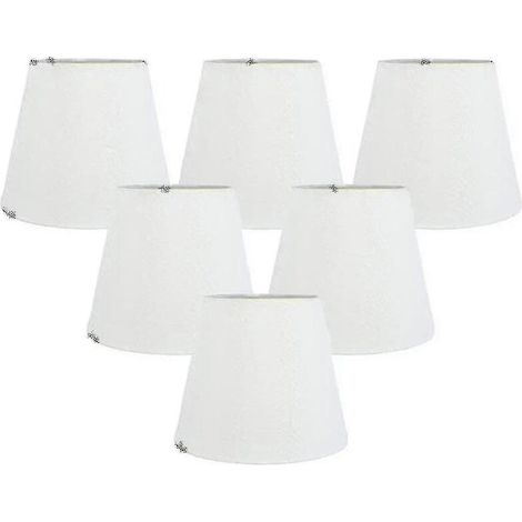 EASYCOMFORT Lot de 6 abat-jours à clipser en tissu blanc pour lustre, remplacement pour applique murale E14 (1/3)