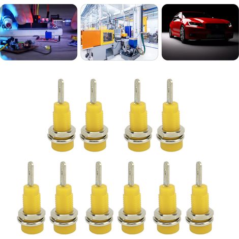 10 Pièces Douilles Banane 2mm J.40003, Connecteur Panneau Allongé pour Instruments Électroniques Jaune (1/5)