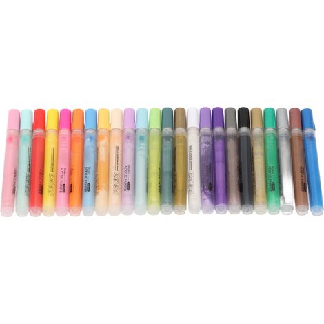 Lot de 24 marqueurs acryliques 3mm, 24 couleurs vives, non toxiques et polyvalents pour verre, céramique et bois. (1/5)