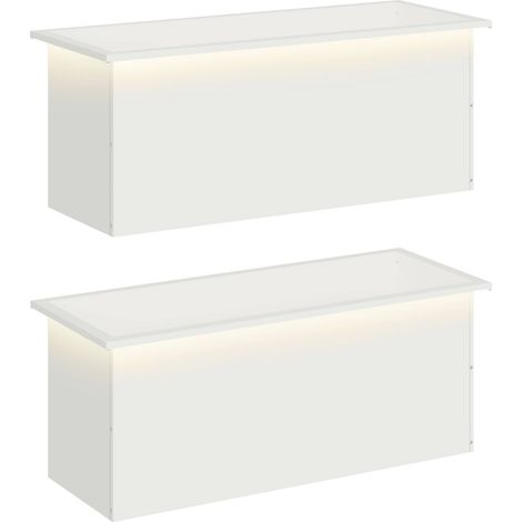 Jardinière de jardin avec LED 2 pièces Blanc 40 × 100 × 40 cm Acier
