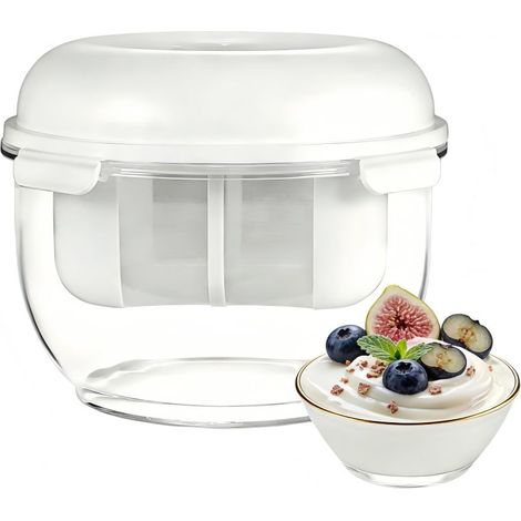 Séparateur de yaourt grec rond Irovami pour usage domestique, 2,2 litres, blanc (1/5)