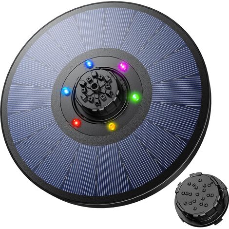 EASYCOMFORT Fontaine Solaire Extérieur 2.6W - LED Colorées, 7 Styles, 4 en 1 (Bain d'oiseau, Étang, Poissons, Jardin) (1/5)