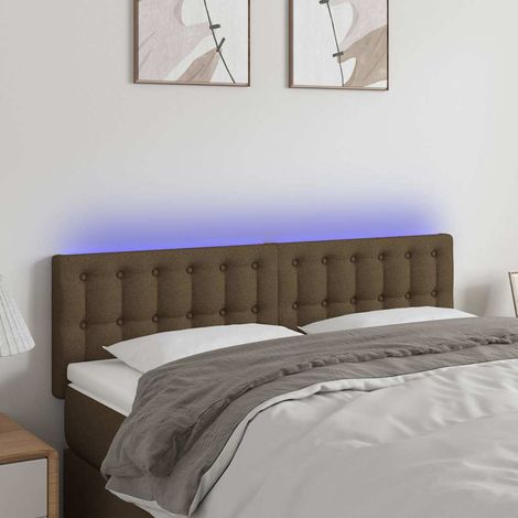 vidaXL Cabecero con LED de tela marrón oscuro 144x5x78/88 cm (1/5)