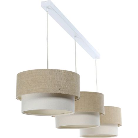Suspension boho en jute et lin lumière douce ambiance naturelle - Beige naturel jute et lin (1/5)