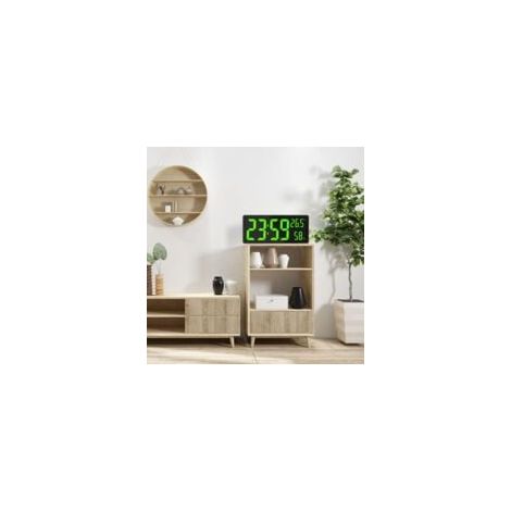 Horloge Murale NuméRique à LED, Affichage à Grands Chiffres, TempéRature et Humidité IntéRieures, pour Ferme, Salle de Classe, Bureau Vert (1/4)