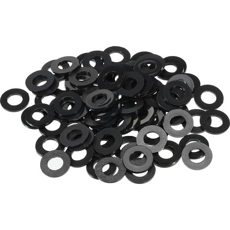 100 Paquet M8 Nylon Plat 8 mm ID 16 mm OD 1.5mm Epaisseur Noir (1/5)