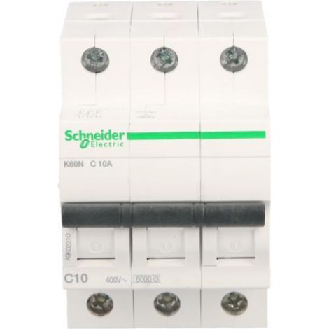 Interruptor automático 3P C 10A 6kA CA K60N Acti9 A9K02310