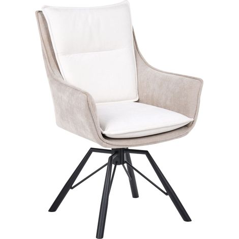 Poltrona con seduta avvolgente ad ali base girevole in metallo tessuto beige-bianco sporco Anneberg (1/5)