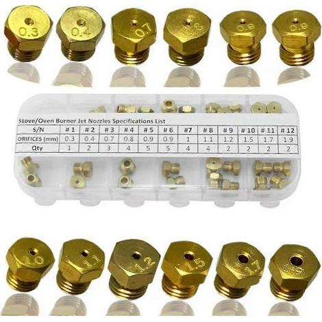 Kit de conversion de buse de brûleur à jet en laiton pour propane/GPL (36 pièces) - Embout gaz M6x0,75 mm pour cuisinières (1/5)