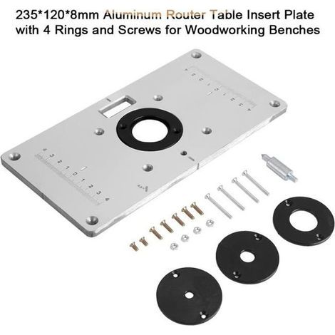 Aluminum routeur Table Plaque Insérer Pour charpenterie avec 4 Router Insert Rings + set vis de fixation Pour charpenterie--DQ-Ywey (1/4)
