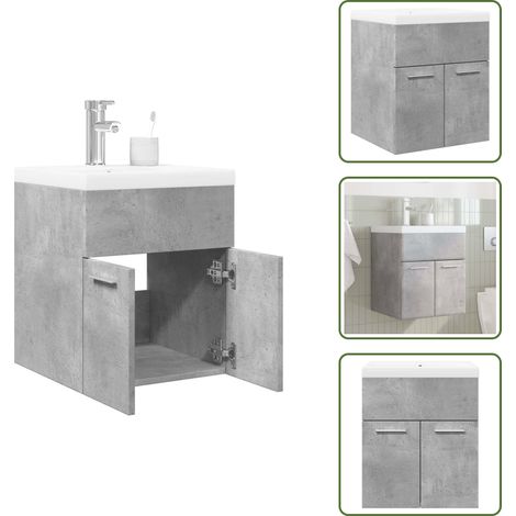 Ensemble de meubles de salle de bain 2 pcs gris béton - Ensemble De Meubles De Salle De Bain - Ensembles De Meubles De Salle De Bain - Armoire De Salle De Bain - Armoire De Rangement De Salle De Bain